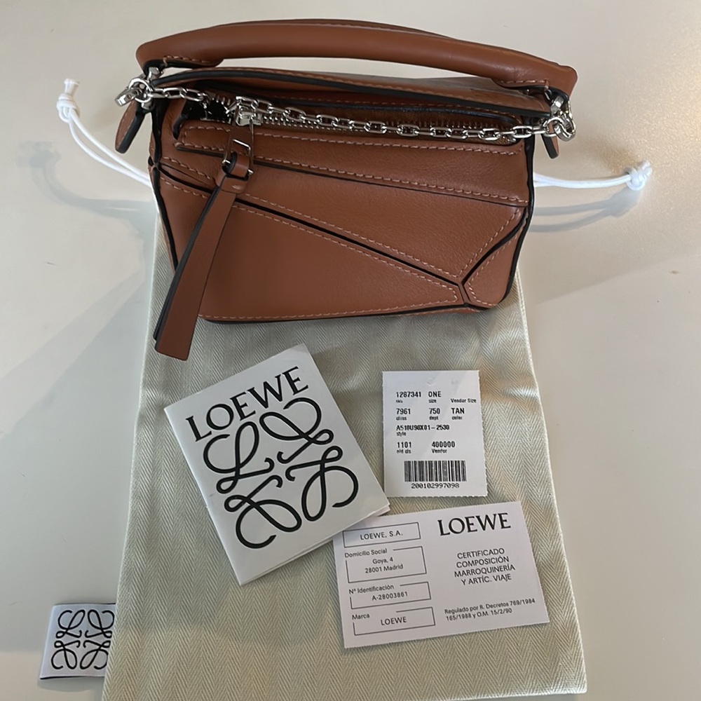 SOLD! LOEWE Nano Puzzle Tan Leather Crossbody Bag - Picture 9 of 9